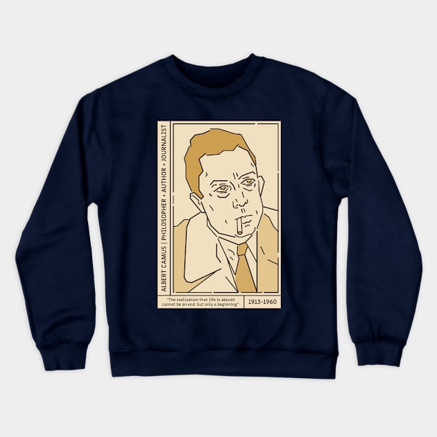 Albert Camus Literary Giant Crewneck Sweatshirt by danny_mustache